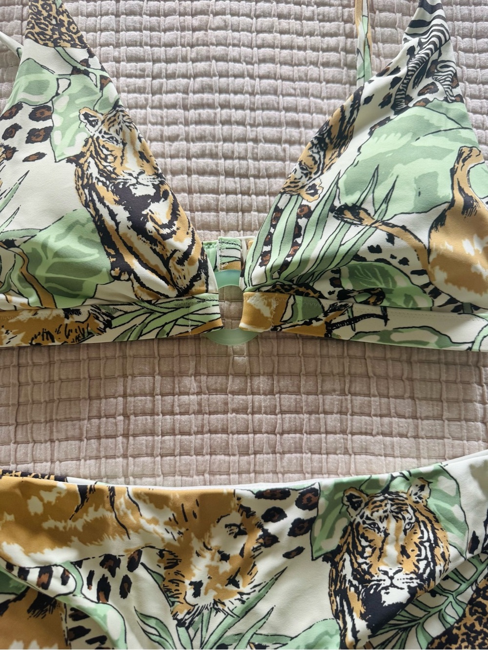 Aerie Animal Print Bikini Set - Green/White/Leopard (Small) - Picture 5 of 8